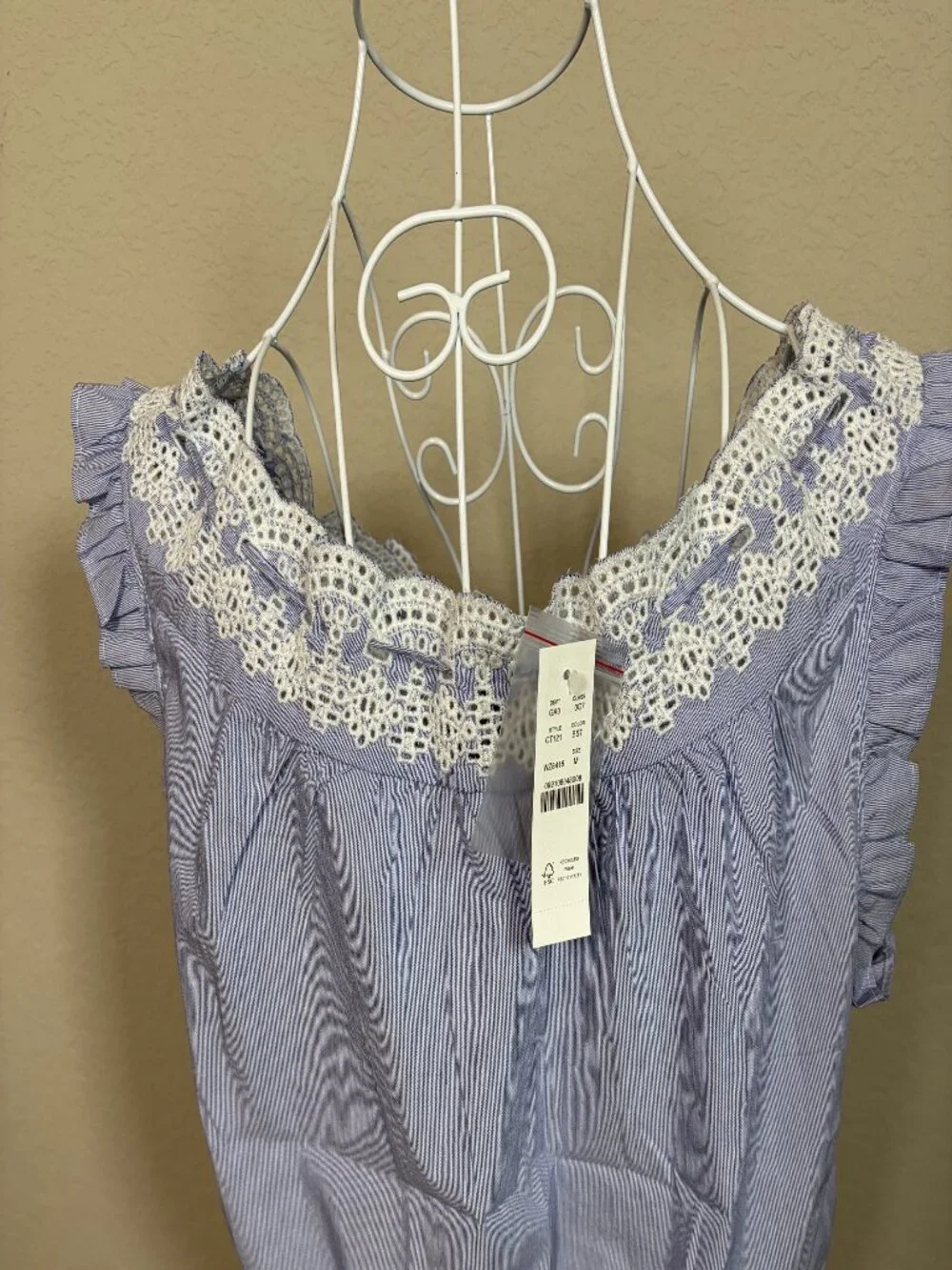 J CREW S Embroidered ruffle-trim cropped tank top Size M